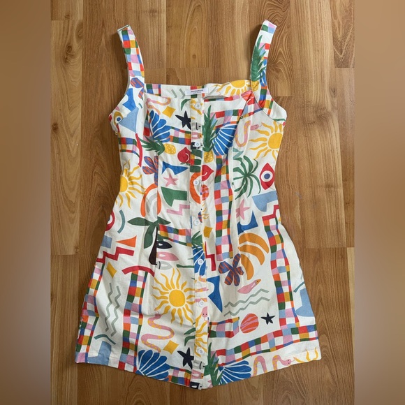 Peppermayo Dresses & Skirts - Peppermayo Multicolor Tropical Print Button-Front Dress